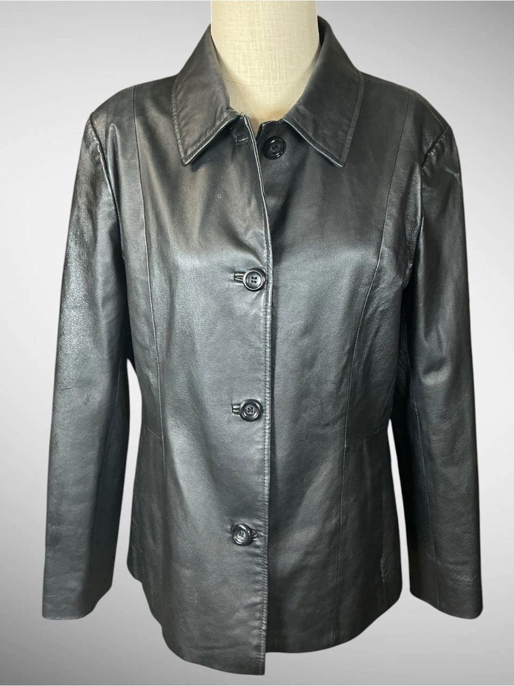 Vintage Croft & Barrow Women’s Black Genuine Leather Jacket Coat Large